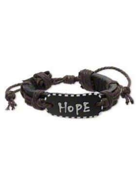 Handmade Leather Hope Affirmation Bracelet Black Brown White Adjustable